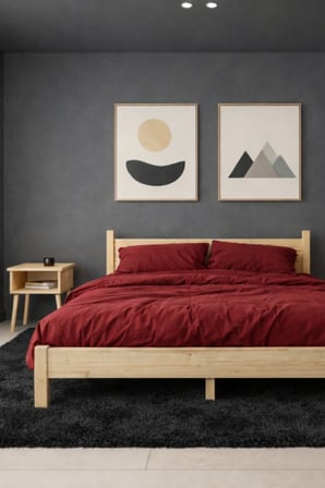 Mi̇rage Model Masif Ahşap Karyola ve 2 Adet Komodin Kolay Kurulum Fırınlanmış İthal Sibirya Çamı 90x190 Yatak Uyumlu 2 Adet Komodin