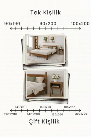 Mi̇rage Model Masif Ahşap Karyola ve 2 Adet Komodin Kolay Kurulum Fırınlanmış İthal Sibirya Çamı 90x190 Yatak Uyumlu 2 Adet Komodin