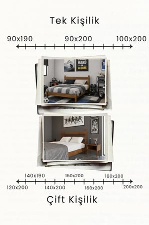 Natura Model Masif Ahşap Karyola ve 2 Adet Komodin Kolay Kurulum Fırınlanmış İthal Sibirya Çamı 90x190 Yatak Uyumlu 2 Adet Komodin