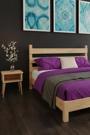 Natura Model Masif Ahşap Karyola ve 2 Adet Komodin Kolay Kurulum Fırınlanmış İthal Sibirya Çamı 90x190 Yatak Uyumlu 2 Adet Komodin