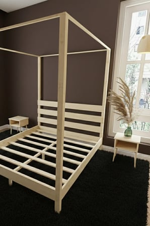 Natura  Ci̇bi̇nli̇kli̇ Model Masif Ahşap Karyola ve 2 Adet Komodin Kolay Kurulum Fırınlanmış İthal Sibirya Çamı 90x190 Yatak Uyumlu 2 Adet Komodin