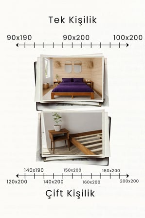 Soft Model Masif Ahşap Karyola ve 2 Adet Komodin Kolay Kurulum Fırınlanmış İthal Sibirya Çamı 90x190 Yatak Uyumlu 2 Adet Komodin