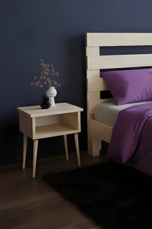 Urban New Model Masif Ahşap Karyola ve 2 Adet Komodin Kolay Kurulum Fırınlanmış İthal Sibirya Çamı 90x190 Yatak Uyumlu 2 Adet Komodin