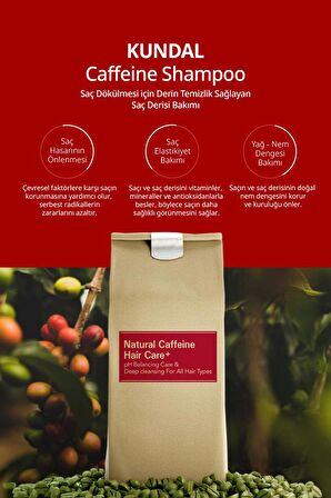 Kafein İçerikli Dökülme Karşıtı Şampuan Kundal Caffeine Shampoo 500ml (Cherry Blossom)
