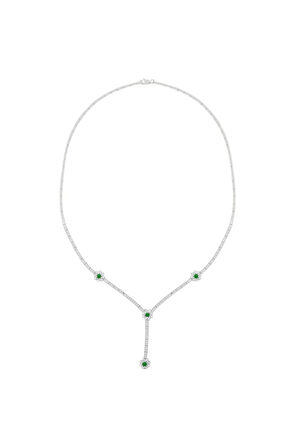 Ahenk Zümrüt Taşlı Kadın Gümüş Kolye