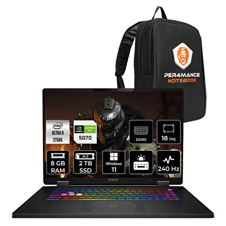 MSI Crosshair 18 HX AI Ultra 9 275HX 8GB 2TB SSD RTX5070/8GB 115W 18" 2K QHD+ 240Hz W11H Gaming