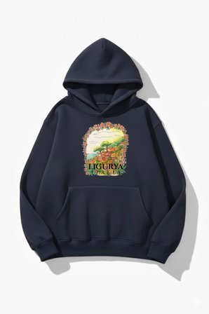 Unisex Yumuşak Dokulu Italy Ligurya Baskılı Tasarım Oversize 3 İplik Hoodie Sweatshirt