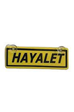 Hayalet Yazılı Sarı Dekor Plaka Vantuzlu Cam Süsü
