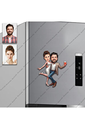 2 Kişi Sevgili Tasarımlı Buzdolabı Magneti/Resim Gönder Magnet Olsun
