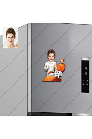 Diş Doktoru Dişçi Tasarımlı Buzdolabı Magneti/Resim Gönder Magnet Olsun