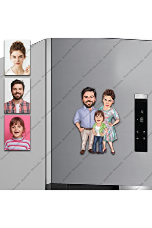 3 Kişilik Tasarımlı Buzdolabı Magneti/Resim Gönder Magnet Olsun