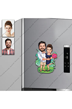 Evli Çift Tasarımlı Buzdolabı Magneti/Resim Gönder Magnet Olsun