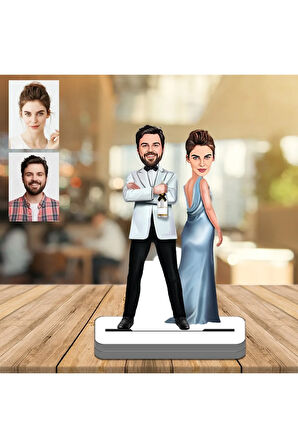 Gelin Damat 3D Ahşap Biblo,Sevgiliye Hediye,Doğum Günü Hediyesi