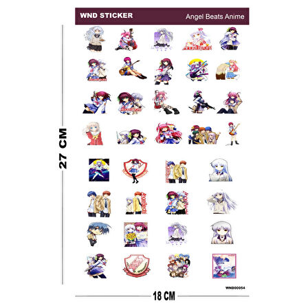 Anime Angel Beats Sticker Seti