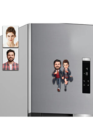 2 Kişi Arkadaş Tasarımlı Buzdolabı Magneti/Resim Gönder Magnet Olsun