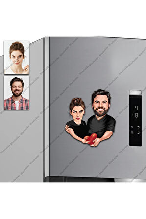 Evli Mutlu Tasarımlı Buzdolabı Magneti/Resim Gönder Magnet Olsun