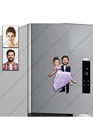 Gelin Damat Tasarımlı Buzdolabı Magneti/Resim Gönder Magnet Olsun