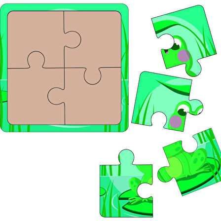 Br Toys 4'lü Puzzle Kurbağa ilk puzzlem Çocuklar İçin Eğitici-öğretici Ahşap 4 Parça