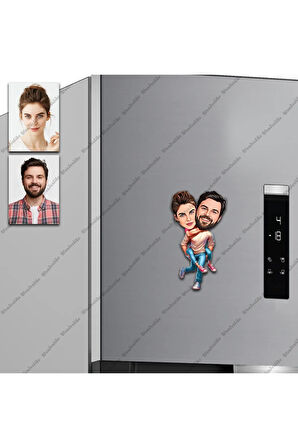 2 Kişi Yakın Arkadaş Tasarımlı Buzdolabı Magneti/Resim Gönder Magnet Olsun