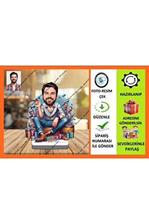 Para Babası Karikatür Biblo,Sevgiliye Hediye,Doğum Günü Hediyesi