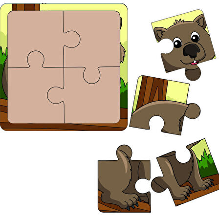 Br Toys 4'lü Puzzle Kunduz ilk puzzlem Çocuklar İçin Eğitici-öğretici Ahşap 4 Parça