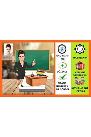 Öğretmen2 Karikatür Biblo,sevgiliye Hediye,doğum Günü Hediyesi