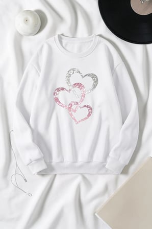 Unisex Baskılı Bisiklet Yaka Sweatshirt