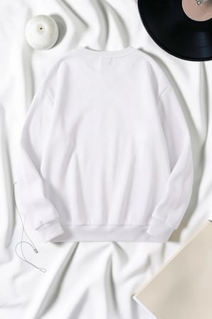 Unisex Baskılı Bisiklet Yaka Sweatshirt