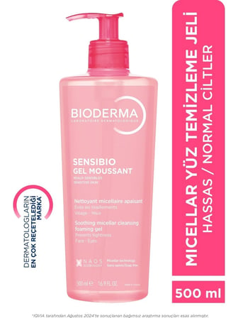 Bioderma Sensibio Foaming Gel 500 ml Yüz Temizleme Jeli (POMPASIZ)