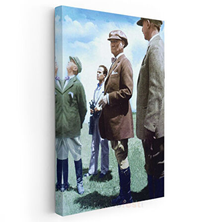 Kır Gezisi Atatürk - Kasket ve Çizme Detaylı Kanvas Tablo
