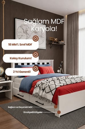 Stark 4 Çekmeceli Tek Kişilik MDF Karyola