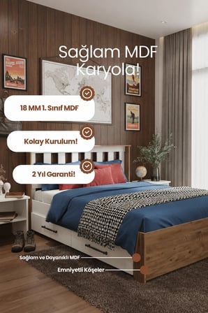 Stark   2 Çekmeceli Tek Kişilik MDF Karyola