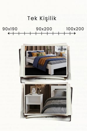 Letto Tek Kişilik MDF Karyola ve 2 Komodinli Set