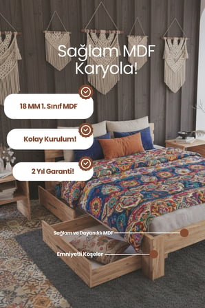 Letto   2 Çekmeceli Tek Kişilik MDF Karyola