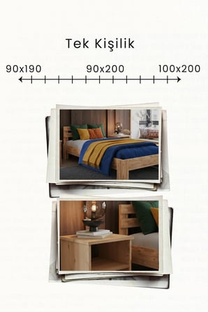 Letto   Tek Kişilik MDF Karyola ve 2 Komodinli Set