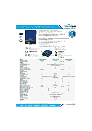 Tommatech Mplus 11K 48V Mppt 1faz Akıllı Inverter Çevirici Invertör
