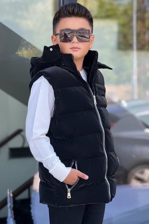 Erkek Çocuk Çıtçıt Kapüşonlu Nova Kumaş Şişme Yelek YLK3026