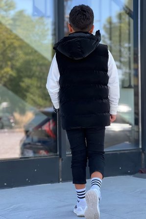Erkek Çocuk Çıtçıt Kapüşonlu Nova Kumaş Şişme Yelek YLK3026