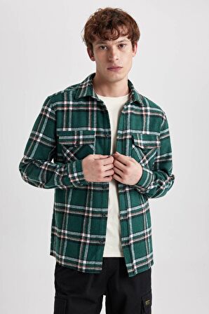 DeFacto Regular Fit Cepli Kareli Oduncu Uzun Kollu Gömlek B4479AX23AUGN919