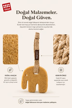 Eco Gum Gum Dog Serisi Doğal Kauçuk Fil Köpek Oyuncağı - Küçük Irk & Yavru - Çiğneme & At / Getir Oyuncağı