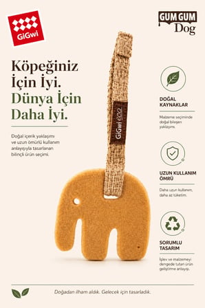 Eco Gum Gum Dog Serisi Doğal Kauçuk Fil Köpek Oyuncağı - Küçük Irk & Yavru - Çiğneme & At / Getir Oyuncağı