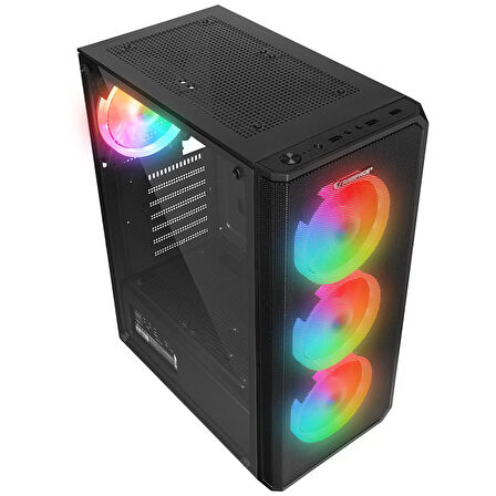 RAMPAGE HELIOS MESH 550W 80+BRONZE SİYAH TEMPERLİ CAM 4*120MM RAINBOW ATX MIDI TOWER KASA 