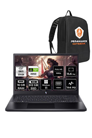 Acer Nitro V 15 i5 13420H 16GB 512GB SSD RTX2050/4GB 144Hz FHD 15.6" W11H Gaming Laptop & PER4 ÇANTA