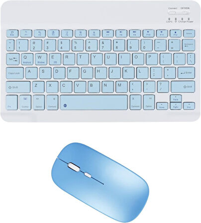 Honor Pad X8a Tablet 11" Uyumlu Kablosuz Bluetooth Şarj Edilebilir Klavye Mouse Seti - Mavi