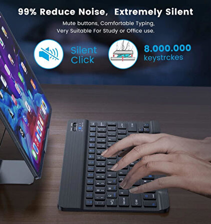 Acer Iconia P10 (NT.LG1EY.001) 10.4" Uyumlu Kablosuz Bluetooth Şarjlı Klavye Mouse Seti - Siyah
