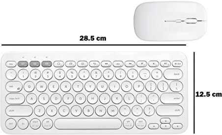 Huawei MatePad SE (2024) 11" Uyumlu Kablosuz Bluetooth Pilli Klavye Mouse Seti - Beyaz