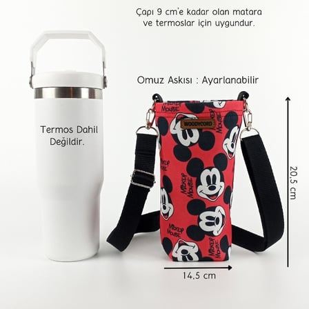  Woodycord 1 Litrelik Matara Kılıfı Su Şişesi Taşıma Çantası Water Bottle Bag