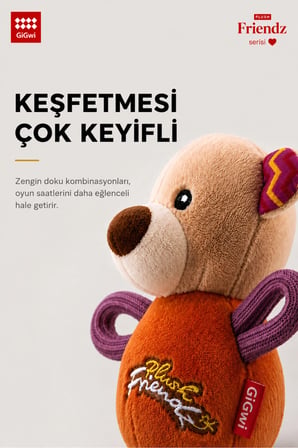 Plush Friendz Serisi Sesli Ayı - Özel Dokulu Peluş Köpek Oyuncağı - Küçük Irklar ve Yavru Köpekler İçin