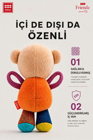 Plush Friendz Serisi Sesli Ayı - Özel Dokulu Peluş Köpek Oyuncağı - Küçük Irklar ve Yavru Köpekler İçin