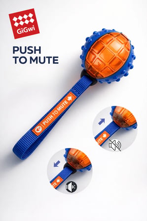 Push to Mute Serisi Sesli & Sessiz At-Getir & Çekiştirme Köpek Oyuncağı - Orta & Büyük Irk